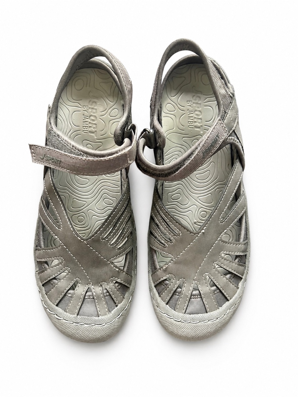 Mary Jane Women’s J Sport by Jambu Comfort Sandals Gray Size 7 Adjustable Strap